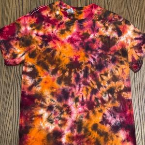 Custom Tie Dye Red Orange Tshirt S